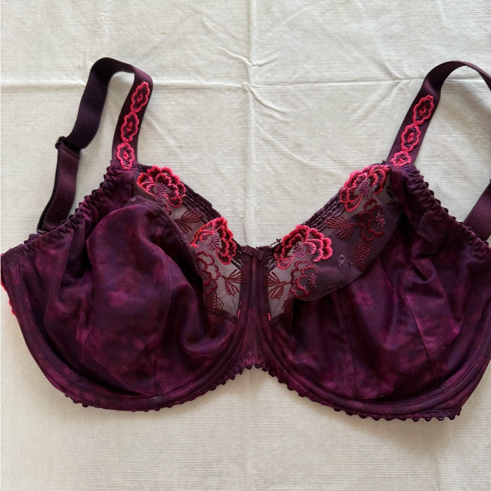 Prima Donna Purple and Pink Lace Trim Bra